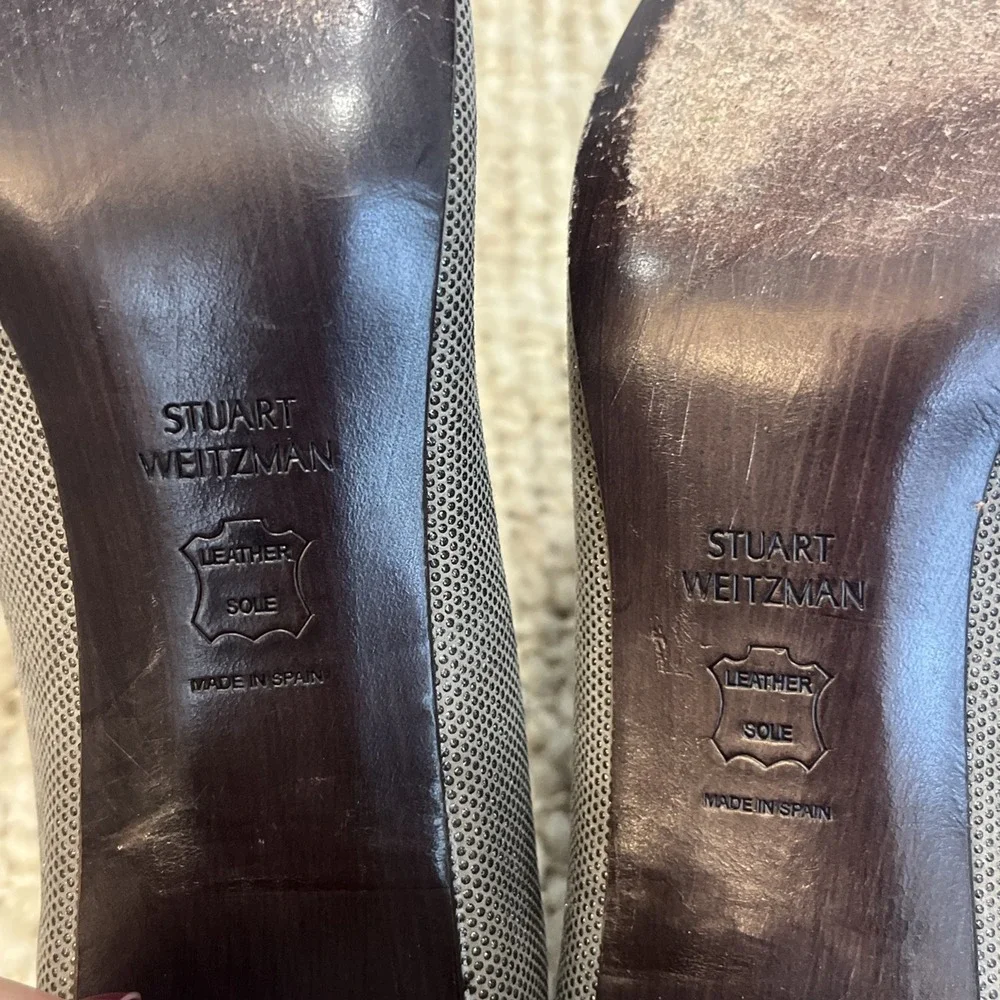 Stuart Weitzman Women's Pumps Taupe Gray Shimmer 2.5